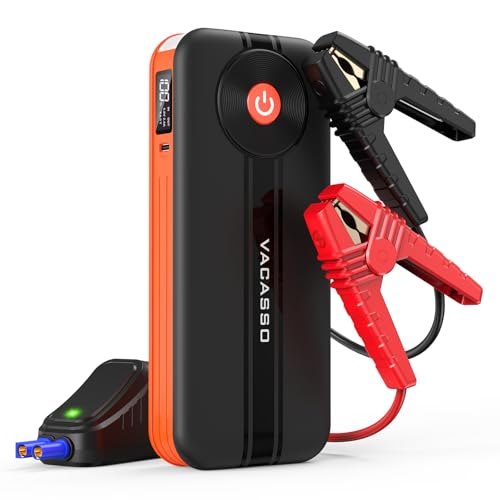 VACASSO Car Jump Starter, 2500A Peak Portable 12V Jump Box (8.0L Gas/ 7L Diesel), 74Wh Lithium Car Jumper Starter Battery Pack Booster with 3 Modes Flashlight, Fast Charge 3.0 (Orange)