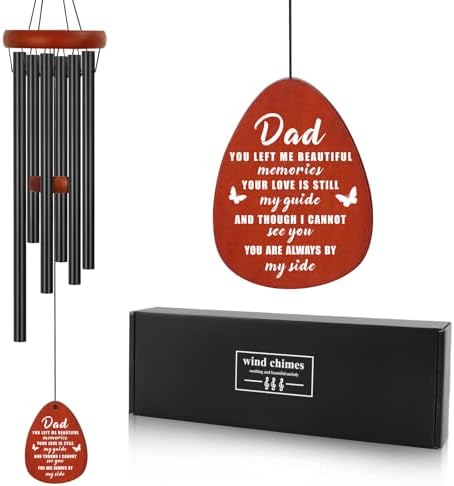 Memorial Sympathy Wind Chimes Gifts for Loss of Dad, Bereavement Gift Ideas Memorial Wind Chime Remembrance Funeral Condolence Gifts in Memory of Dad Gifts, Black
