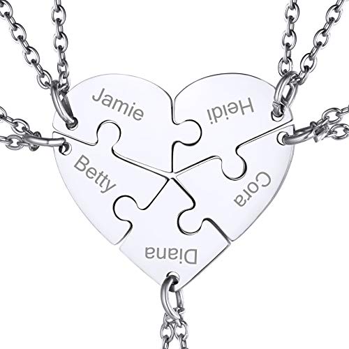 Collier Amitie Pour Personnalisable Prenom Personnalisé Pendentif Femme Enfant Acier Inoxydable Chaine Forçat Rolo Argent 925 Gravure Famille Argenté Cadeau Noël Fêtes des Mères Mariage Grâce Cover