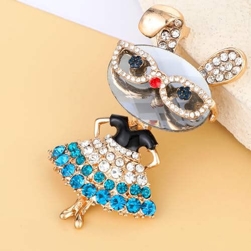 Image of Rhinestone Lady Rabbit Brooch Dainty Cute Christmas Jewelry Crystal Easter Bunny Lapel Pin Party Costume Accessories Gift for Souvenir Honors Day Graduation
