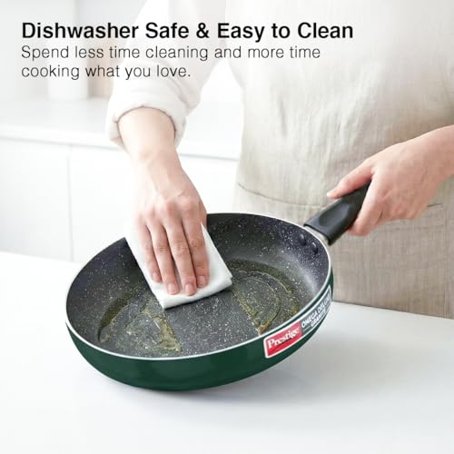 Prestige Omega Granite Non-Stick 3 Pc Cookware Set with Glass Lid | 5-Layer Coating | Gas & Induction Compatible | Omni Tawa 25cm | Fry Pan 24cm |... - Image 7