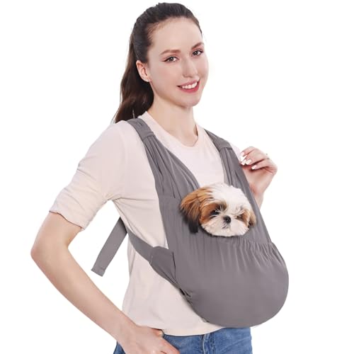 Supet Dog Sling Carrier for Small Pets, Hands Free Cat Sling, Reducing Back Neck Pain Anti-Anxiety Dog Front, Adjustable Soft Dog Carrying
