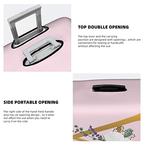 Flower Lette A Pink Luggage Cover Elastic Washable Stretch Suitcase Protector Anti-Scratch Travel Suitcase Cover for Kid and Adult L (25-28 inch suitcase)4