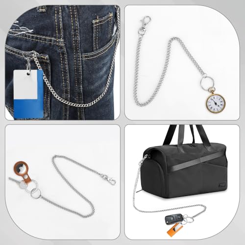 Image of Wallet Chains for Men, 3 PCS 12 16 20 Inch Pocket Keychain with Lobster Clasps Key Ring for Keys Wallet Jeans Pants Belt Loop Purse Handbag Chatelaine Key Leash Clip Holder Birthday Gift for Him
