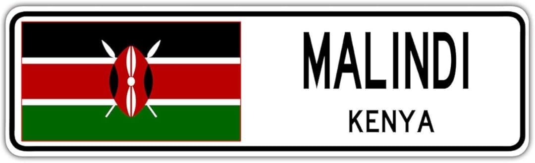 Malindi, Kenya Street Sign Kenyan Flag City Country Road Wall Gift Street Sign 4x16 inches