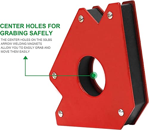 Arrow Welding Magnets Set Arc Tig Mig Welding Magnetic Arrow Holder Multi-Angle Metal Working Tools And Equipment Welding Accessories For Soldering Welding Assembly Installation (4Pcs 50Lbs) #TOP3