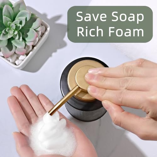 Foam Soap Dispenser with Refined and Vintage Emboss, Ceramic Hand Soap Dispenser for Bathroom (Black) - Image 2