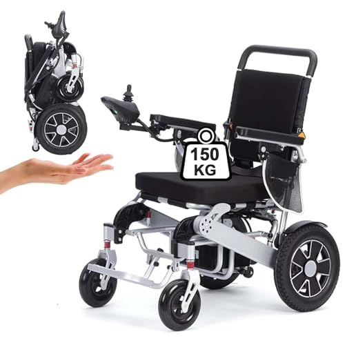 Elektrischer Rollstuhl (47cm Sitzbreite), Rollstuhl Elektrisch Faltbarer Leichter fur Erwachsene und Senioren, Tragbare Elektrorollstuhl Klappbare Rollstuhl mit Elektroantrieb, Unterstützung 150 Kg