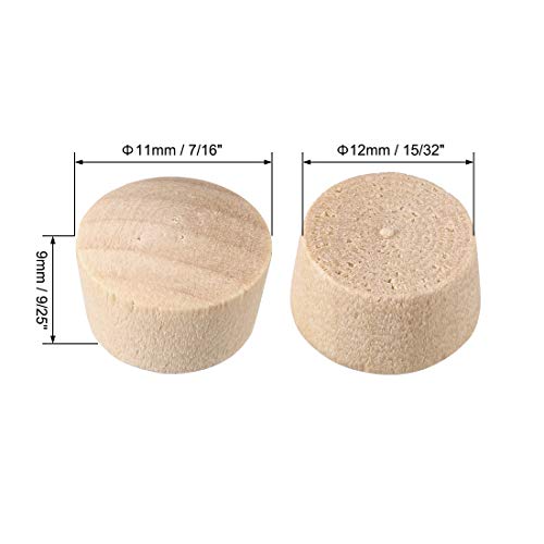 Image of uxcell Wood Button Top Plugs 7 /16 Inch Cherry Hardwood Furniture Plugs 9 /25 Inch Height 200 Pcs