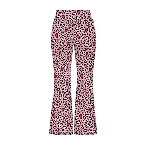 Girls Flared Yoga Pants High Waisted Athletic Leggings Leopard Print Sweatpants for Dance Running Casual3