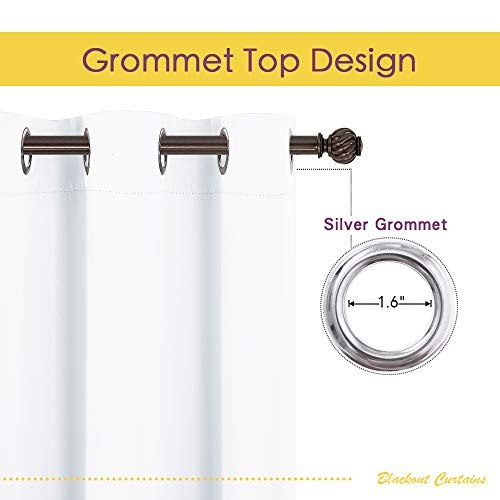 Nicetown White Curtains For Living Room, Set Of 2, W34 X L60, Thermal Insulated Window Treatment 50% Light Blocking Solid Grommet Top For Bedroom/Girl's Room #TOP2