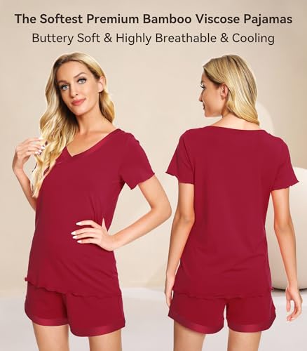 Image of WiWi Viscose from Bamboo Pajamas Set for Women Super Soft Short Sleeve Cooling Summer Plus Size Pjs Sets Sleepwear S-4X