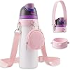 Funda Rosa para Botella de Agua con Correa de Transporte Compatible con Owala Free Sip 16oz 24oz 32oz 40oz Sway Tumbler Accesorios de Bandolera Ajustable con Anillo de Silicona 2
