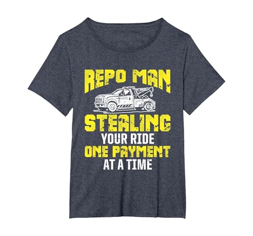 Repo Man Recovery Agent Repossession Funny T-Shirt, Women's Plus, Heather Blue, 2X