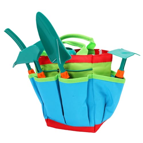 Jiawu Kids Gardener Tool Set, Child Safe Complete Kit Children Gardening Tools, Toddler Gardening Set with 4 Tools 1 Watering Can 1 Apron Storage Bag 2 Gloves 7 Accessories for - Image 5