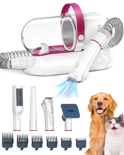 Kakipi Dog Grooming Kit & Vacuum, Professional Pet Grooming Vacuum with Shedding Brush, Dog Clippers, Dog Dryer and Cleaner, 1.5L Dust Cup Pet Grooming Kit for Dogs, Cats, Quiet, 2 Filters
