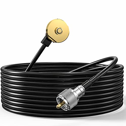 NMO Antenna Cable, Ancable Low Profile NMO Antenna Mount to UHF PL259 Connector with 20 Feet RG58 Low Loss Coax Cable for CB Ham UHF VHF Yaesu Vertex Kenwood Mobile Cellular Trucker