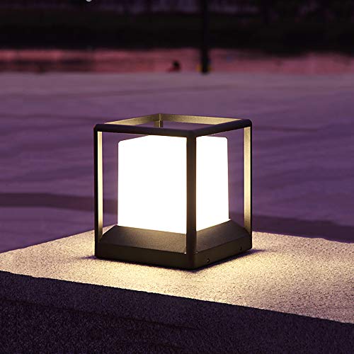 Retro Outdoor E27 Black Pedestal lamp Aluminum and Acrylic Pillar Headlamp IP44 Way Lights Villa Hotel Lawn Yard Garden Balcony Patio Pillar Lighting 17 * 17 * 21cm