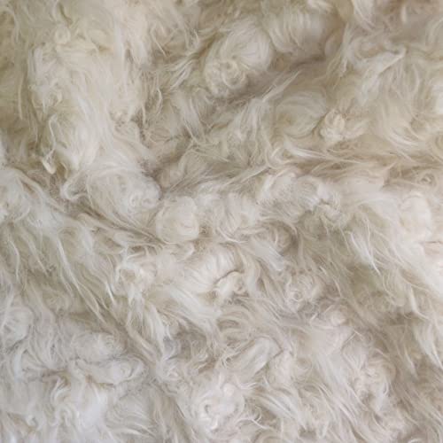Tissu fausse fourrure crème 150x50cm coupon peluche pour plaid et veste
