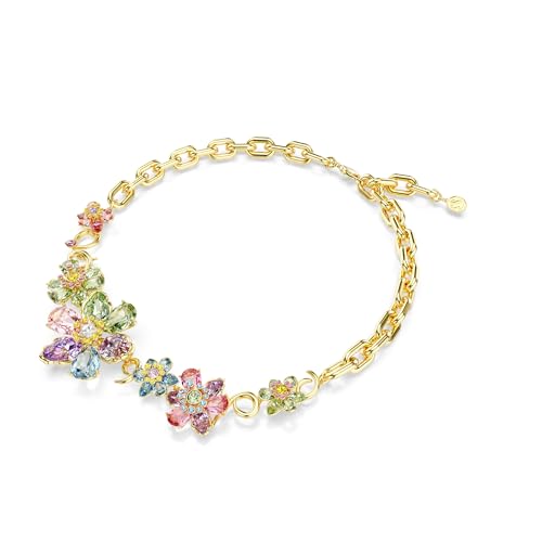 Swarovski Idyllia Necklace, Mixed cuts, Flower, Multicolored, Gold-Tone Finish2