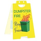 For Dumpster Fire Desk Accessories Funny Office Gifts for Women Men Christmas Stocking Stuffers White Elephant Gag Gifts for Coworkers Friend Office Cubicle Decor Yellow Sign Acrylic Plaque