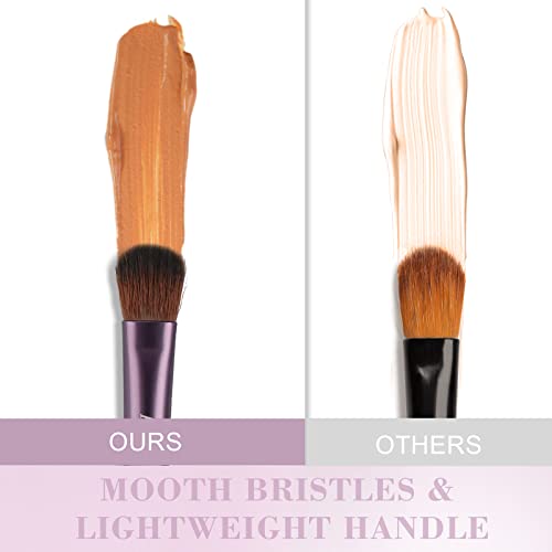 Makeup Brush Set 9Pcs, Premium Synthetic Foundation Brush Eyeshadow Loose Powder Concealer Brushes for Liquid, Girl’s Make up Brushes Kit with Black Transparent Leather Bag Case Cover for Travel - Image 5