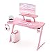 Migliori scrivanie gaming IntimaTe WM Heart Scrivania Gaming 110 cm, Scrivania da Ergonomica, Fibra di Carbonio per L'ufficio a Casa con Divisore del Display, Supporto Rotante per le Cuffie, la Tazza (Rosa)