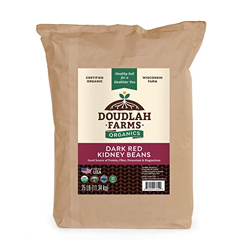 Organic Dried Dark Red Kidney Beans 25Lb Bulk By Doudlah Farms - Farmed From Regenerative Soil | Vegan, Non-Gmo, Grown In Usa | Fiber & Protein For Soups, Burritos, Salads, And More! #TOP6