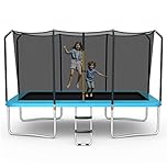 Giantex Trampoline, 8 FT x 14 FT ASTM Certified Rectangular Trampoline with Enclosure, Ladder, Double-Side Galvanized Steel Frame, Max Load 440 Lbs, Outdoor Recreational Trampolines for Kids, Adults