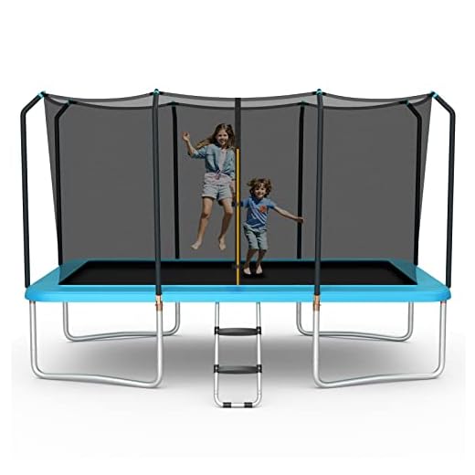 Giantex Trampoline, 8 FT x 14 FT ASTM Certified Rectangular Trampoline with Enclosure, Ladder, Double-Side Galvanized Steel Frame, Max Load 440 Lbs, Outdoor Recreational Trampolines for Kids, Adults