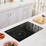 Electric Induction Cooktop, FOGATTI Built-in & Portable Versatile Induction Stove 2 Burners, 1800 Watt w/ 10 Power Levels, Sensor Touch Control, 240 Mins Timer, Auto Shut Off & Safety Lock