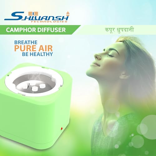 Image of Shivansh Technology Incense Holder Kapoor Dani Electrical Camphor Diffuser Burner | Aroma Diffuser for Home Electric, Essential Oil Diffuser (Living Green)