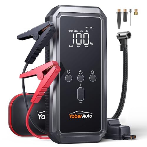 YaberAuto 9-in-1 Jump Starter with Air Compressor 5500A 150PSI Portable