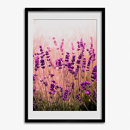 Décoratif Tableau Cadre en Bois 50x70 cm Tulup Affiche Moderne Salon Champ de Lavande