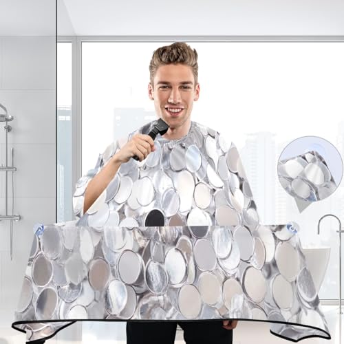 Capa profesional impermeable para corte de cabello con patrón de lentejuelas blancas y cierre ajustable de broche para peluquería y estilismo miniatura 6