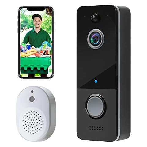 Riokko Video Doorbell Wireless Camera with Chime, 1080P HD Smart Camera Doorbell Motion Detector, Night Vision, 2-way Audio, IP65 Waterproof Camera Doorbell Support Cloud Storage Cover