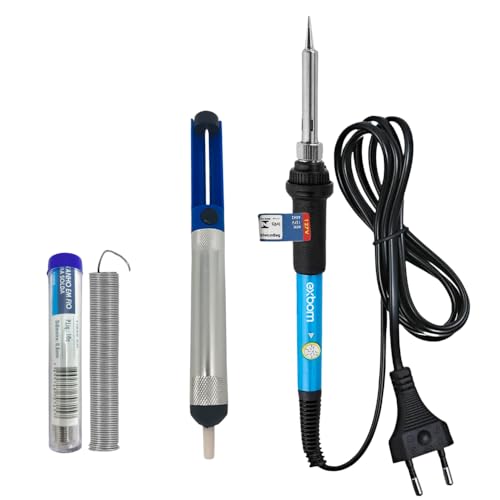 Kit Ferro de Soldar Ajustável 127V + Sugador + Solda
