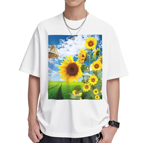 T-shirt en coton femme imprimé papillon tunique ample col rond