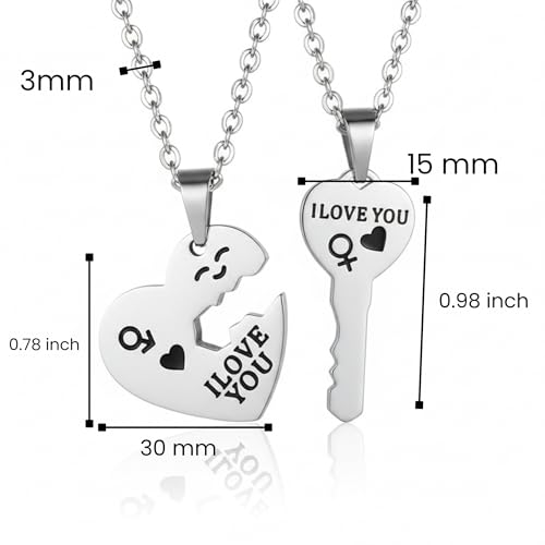Image of THE MEN THING KEY TO MY HEART - Pure Titanium Steel Pendant with 23inch Round Rolo Chain for Men & Boys