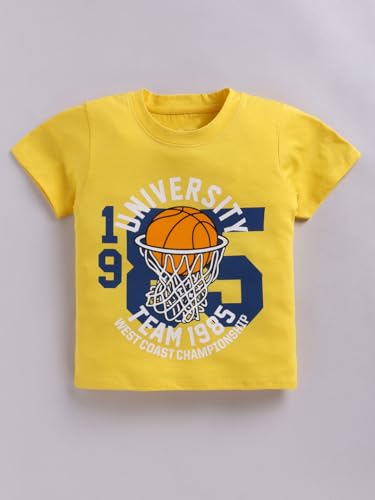 Image of Amazon Brand - Jam & Honey Boys Cotton Graphic Printed Half Sleeves T-Shirt | Regular Fit | Soft & Breathable (Available in Pack of 3 & Pack of 5) (2 to 8 Years)