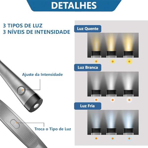 Lanterna Luz Lâmpada Leitura Costura Camping Pescoço Recarregável Flexível Dobrável Longa Duração de