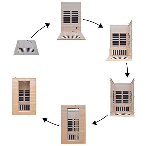 Dry Sauna 2 Person Hemlock Wood Low Emf Far Infrared Home Sauna Set 1750W For Home With Led Control Panel And Tempered Glass Door,Bluetooth,Mp3,7 Color Light Therapy Lamp，Book Rack, Tea Cup Holder #TOP2