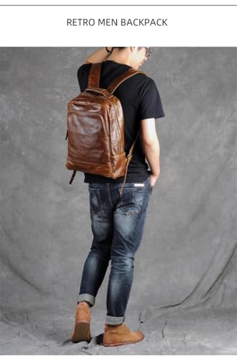 Sac à dos en cuir de vache véritable style vintage pour ordinateur 15 pouces - 4