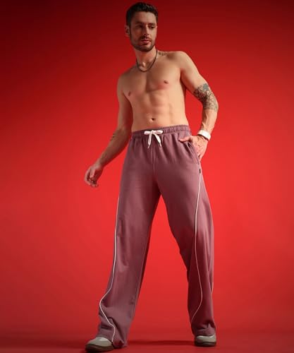 Image of POCKMAN Men Black & White Curve Pipping Wide Leg Comfort Joggers