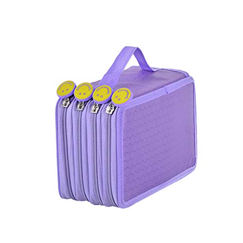 Estojo de lápis Elonglin bolsa para caneta prática e grande, multicamadas, com alça para lápis de aquarela, lápis de cor Prismacolor, Crayola, e canetas Marco, 72 compartimentos, roxo