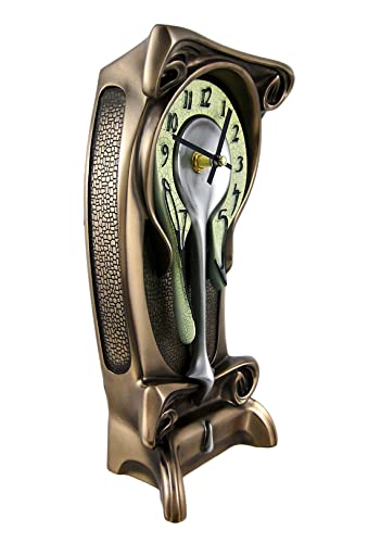 Art Nouveau 11 1/4" High Melting Bronze Table Clock #TOP1