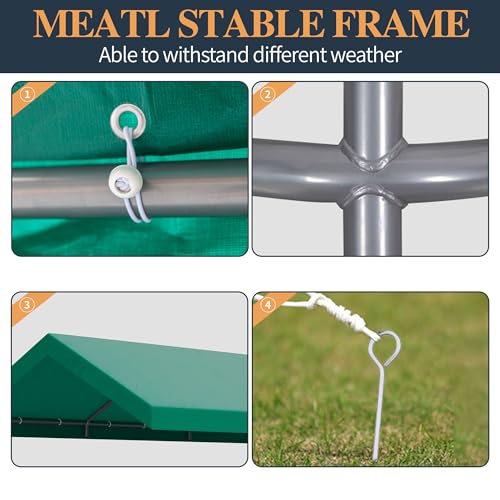 Image of Shintenchi 10x20ft Heavy Duty Carport with UV&Wind Resistant Canopy,Portable Carport Garage Shelter with Stable Powder-Coated Steel Frame,Outdoor Carports for Car,Bike,Camp,Storage-Green