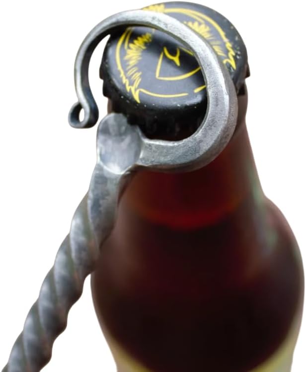 Bacon Iron forged Accessory Design turner bottle opener tailgating multitool hand made by blacksmith. Unique groomsmen gifts