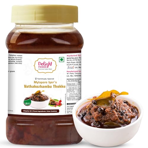 Image of Delight Foods Mylapore Iyer's Vathakuzhambu Thokku 800g Rice Mix | Authentic Tamil Nadu Special Paste | Homemade Recipe Made with Gingelly / Sesame Oil | Tamarind | Ready to Eat | No Preservatives | South Indian Meal