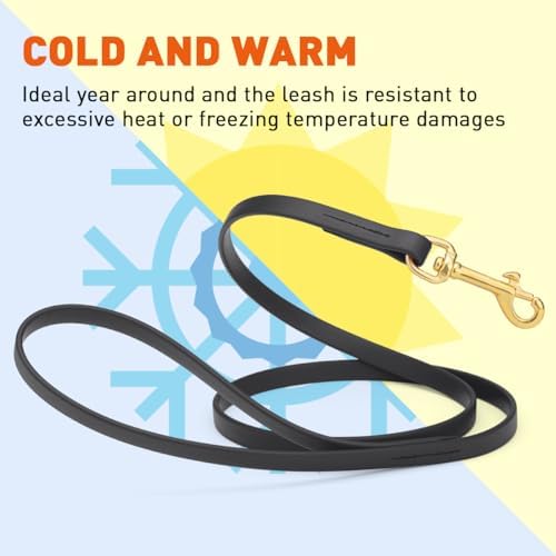 Viper K9 Biothane Working Dog Leash Waterproof Lead for Tracking Training Schutzhund Dog Sport & Search - Odor-Proof Long Line with Solid Brass Snap for Puppy Medium and Large 1/2" x 4ft Black — view 5